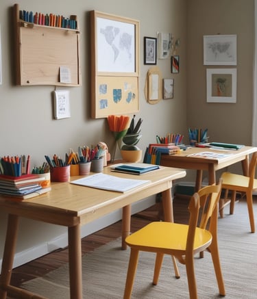 A cozy, well-arranged nursery with soft neutral colors and smart storage solutions.