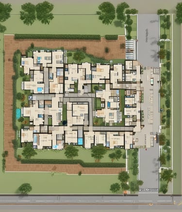 Happy family inspecting their newly purchased plot with a Goodland representative.