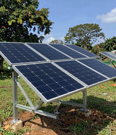 Clean water system setup in a remote village.