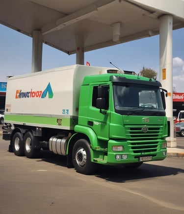 Close-up of a trucker using a mobile app inside a truck cabin.