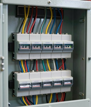 A high-resolution shot of color-coded wiring inside an electrical panel, showcasing extreme organization and clean execution. The lighting is bright and even, reflecting a professional North American / US (Florida) electrical standard.