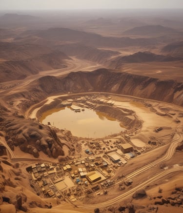 Aerial view of Dubai with the refinery facility highlighted.