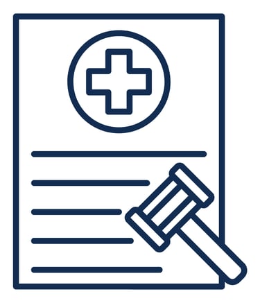 Ícone representando documento médico-pericial fundamentado em evidências científicas