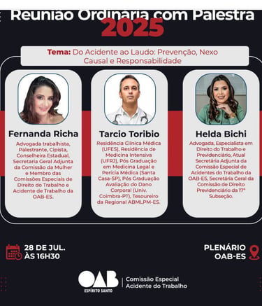 Participação técnica em evento da OAB sobre perícia médica judicial e nexo causal em 2025  