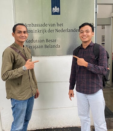 crew at the Embassy of the Kingdom of the Netherlands after visa appointment