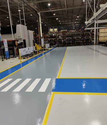 Piso industrial com acabamento epóxi