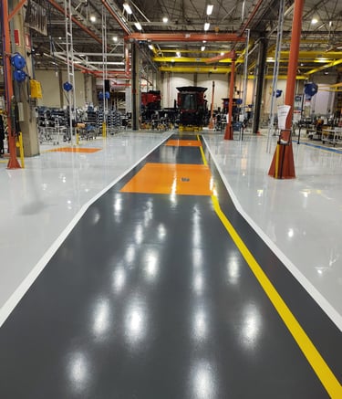 Aplicação de piso epóxi cinza