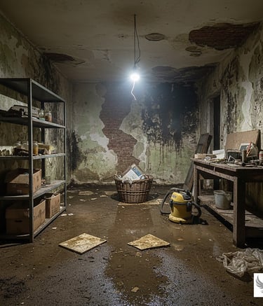 Cellier à restairer après sinistre de dégâts des eaux, par P.S.Immo