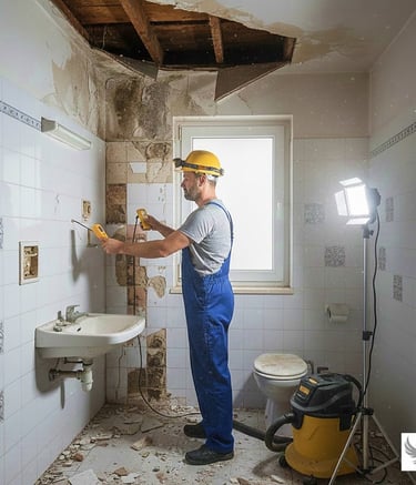 Intervention sur une salle de bains sinistrée, par P.S.Immo