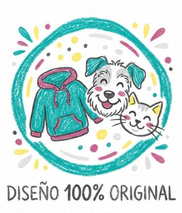 sudadera color turquesa, un perro y un gato para un diseño 100% original de ropa