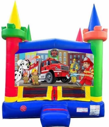 Medium Fire Truck & Rescue Moonwalk Bookings 832-216-8423