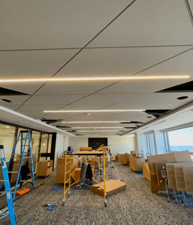 Professional office ceiling renovation featuring custom acoustic panels in Orlando, FL