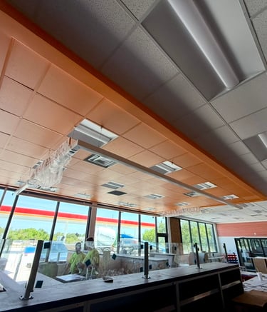 Acoustic ceilings installation for Circle K convenience store and gas station in Plant City, Florida