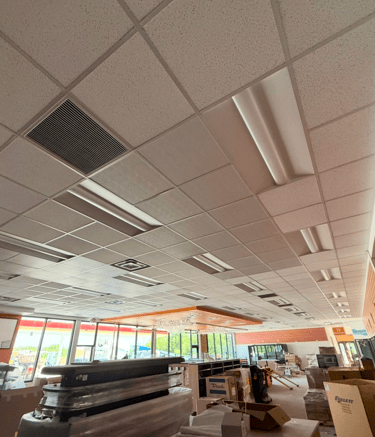 Acoustic ceilings installation for Circle K convenience store and gas station in Plant City, Florida