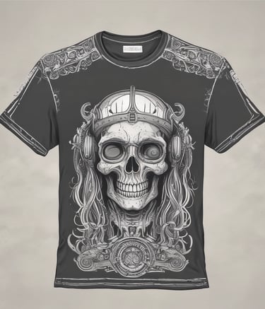 Close-up of a detailed t-shirt print showcasing intricate artwork.