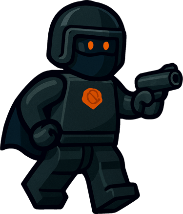 Dark tactical toy soldier illustration with helmet and pistol for gaming concepts.