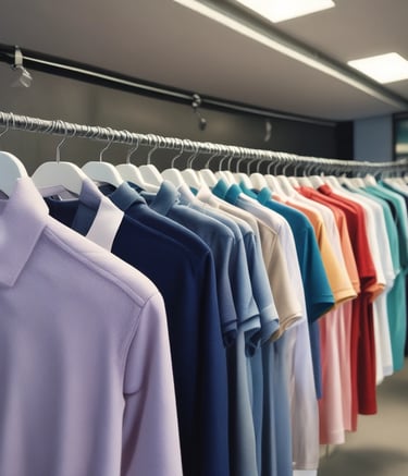 Rows of colorful fabric rolls stacked neatly in the warehouse.