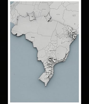 A detailed map of the state of Santa Catarina, Brazil, presented in a professional graphic style with a clear border, emphasizing regional coverage, soft gray tones.
