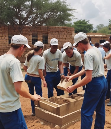 Community members gathered in a warm, inviting religious setting.
