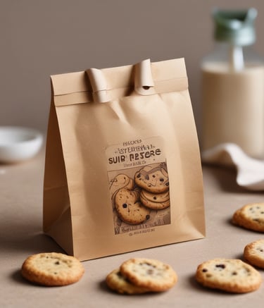 Close-up of a gourmet food package with vibrant colors and textured finish.