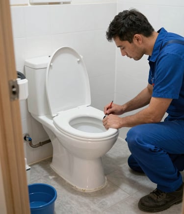 Smiling plumber standing next to a modern water heater unit