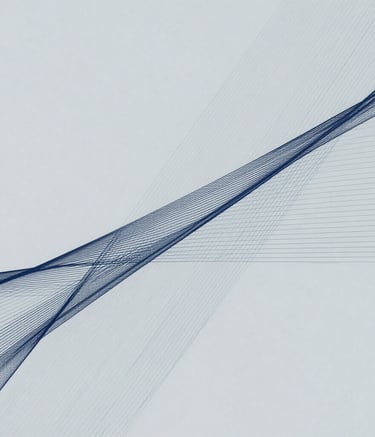 An abstract technical composition featuring clean geometric patterns and thin lines representing a mesh network, using a palette of light gray and navy blue, professional and minimalist aesthetic.