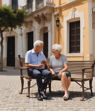 A professional working remotely with a laptop in a sunny café abroad