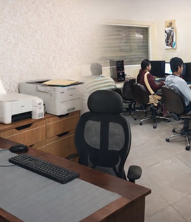 Professional office workspace of Vanguard Infratech with modern infrastructure