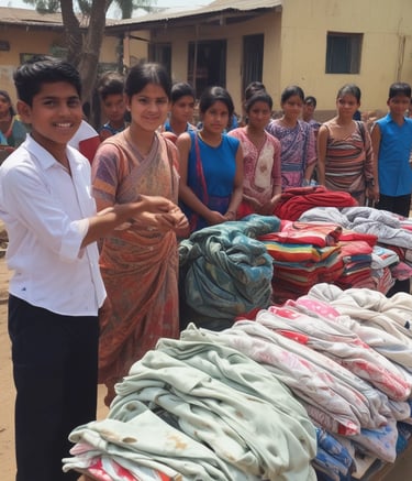 Medical volunteers providing healthcare services in a remote village