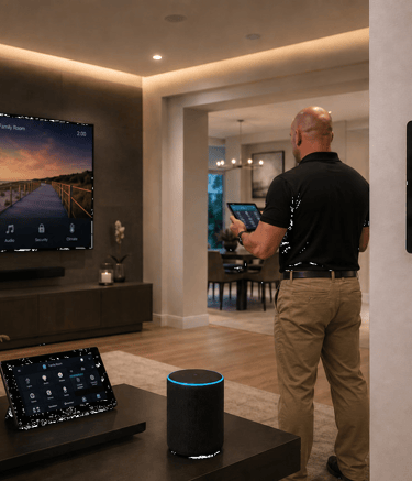 Donnie installing smart home automation systems in a modern residential home