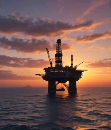 A rugged drilling rig operating under a bright blue sky in the Australian outback.