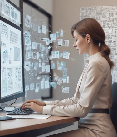A focused consultant reviewing contract documents with a client in a modern office.
