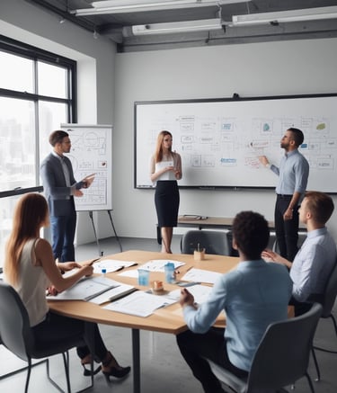 Team meeting discussing business formation