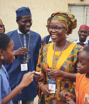 Community members collecting trash bags during a clean-up event.
