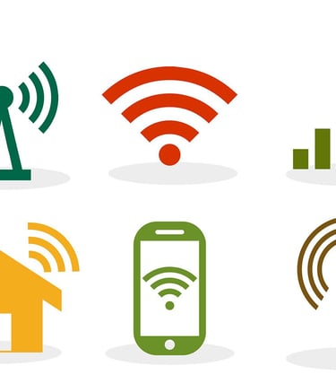 A picture showing WiFi symbols including cellular pictograms