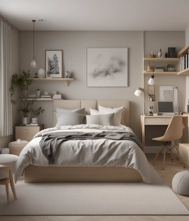 a living room filled with furniture and a large window