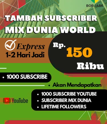 Jasa Buzzer Tambah Followers Subscriber Random MIX Dunia YouTube 150 Ribu di Kota Kabupaten