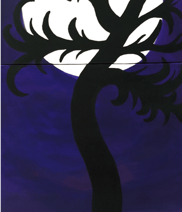 Visionary healing art dreamscape acrylic painting, titled, Shadow Self