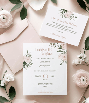 convite de casamento floral 