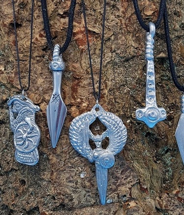 English Silver Pewter pendants
