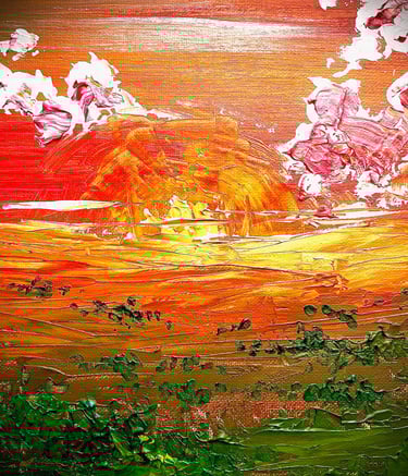 une peinture de coucher de soleil