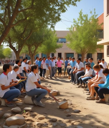 a man riding a skateboard down a street next to tall buildings