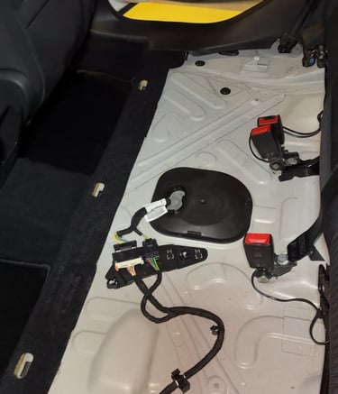 under back seats of a clean car