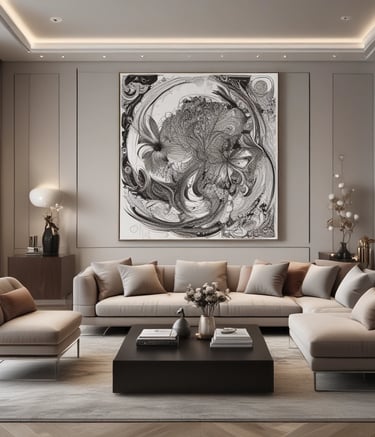 A modern retail space with a sophisticated design, featuring a herringbone-patterned wall made of warm wood tones. The reflection shows the store's name, 'BREITLING,' in bright, illuminated letters. The interior includes various items like stacked cups and other objects on a counter. Large glass windows create a sense of openness, with greenery visible in the foreground, adding a touch of nature to the scene.