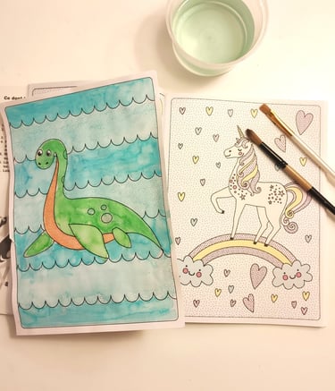 Paint with water and brushes