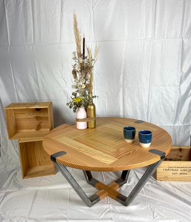 table basse en douglas et fer brut