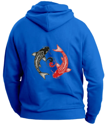 felpa con cappuccio 3 xl azzurra back carpe koi tao