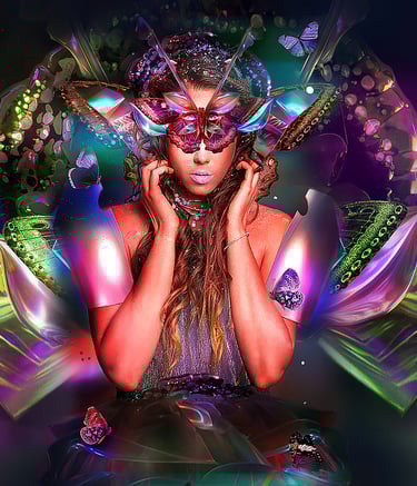 a woman in a mask mask and a mask on her face