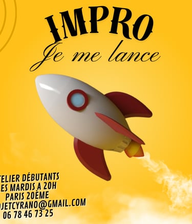 Affiche des ateliers d'improvisation débutant de Projet Cyrano à Paris