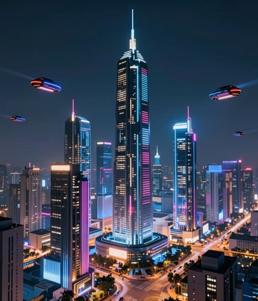 A professional executive in a deep charcoal teal suit sitting in a modern glass-walled office with misty blue accents, looking focused and sophisticated. The lighting is bright and clean, emphasizing a high-end corporate environment.